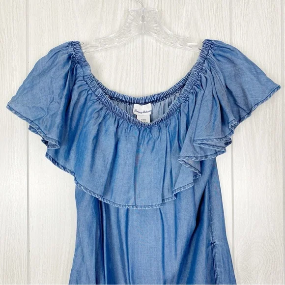 Tommy Bahama | Chambray Off The Shoulder Mini Dress Size XS - Picture 4 of 12